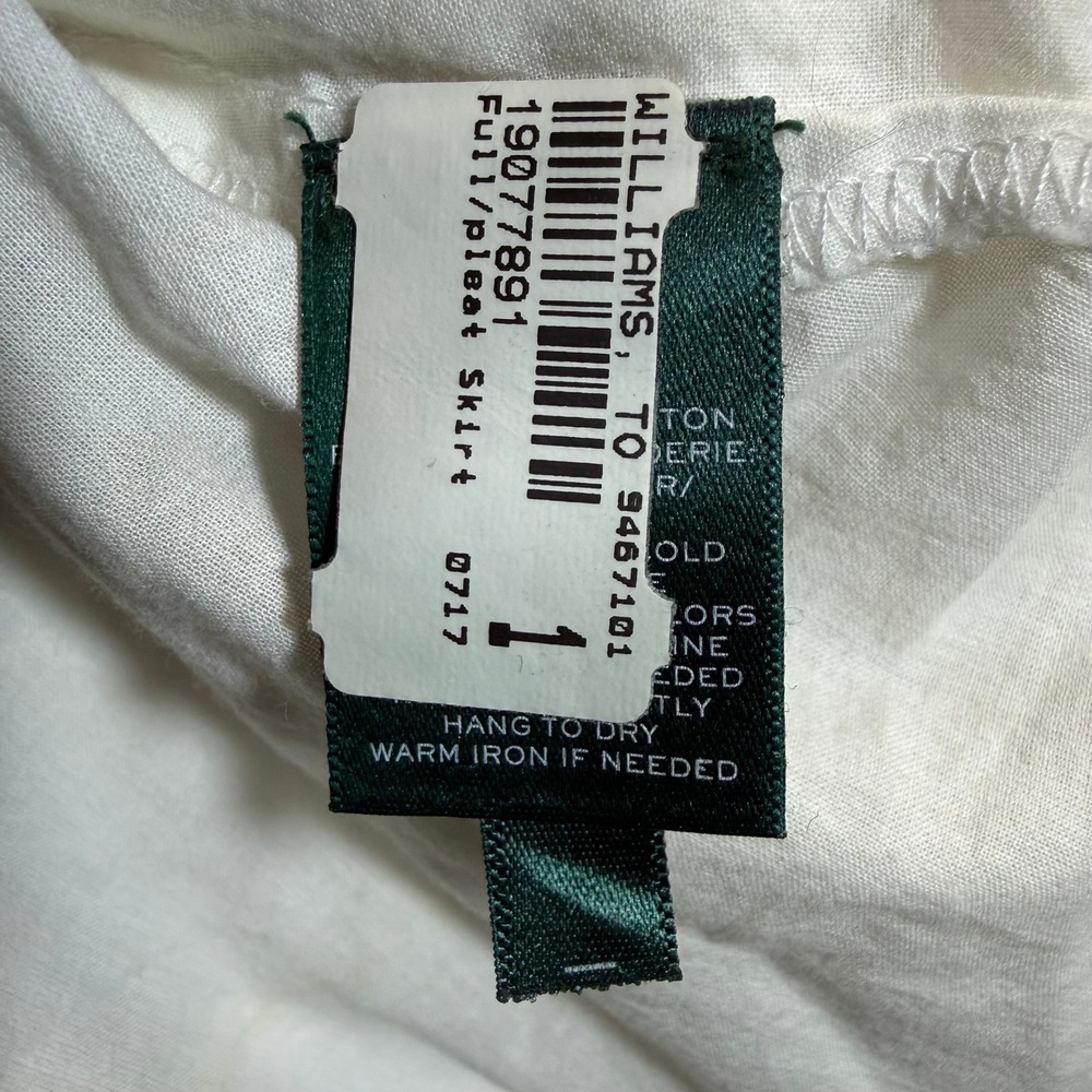 LRL XL White Knee-Length Skirt Bow Cotton Lace Embroidery Boho Fairy Cottage 70s - Picture 9 of 9